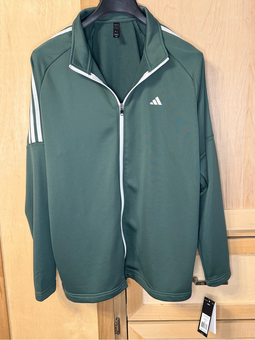 adidas Men’s Dark Green Full-Zip Track Jacket with White Stripes